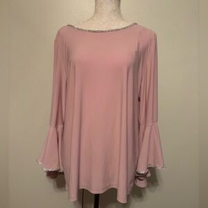 Elegant Pink Women's Top with Silver Accents